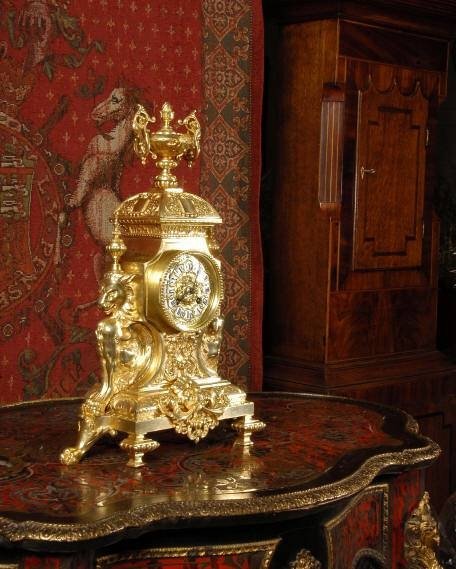 fig 4. ***** SOLD ***** JAPY FRERES LION RAMPANT GILT BRASS CLOCK